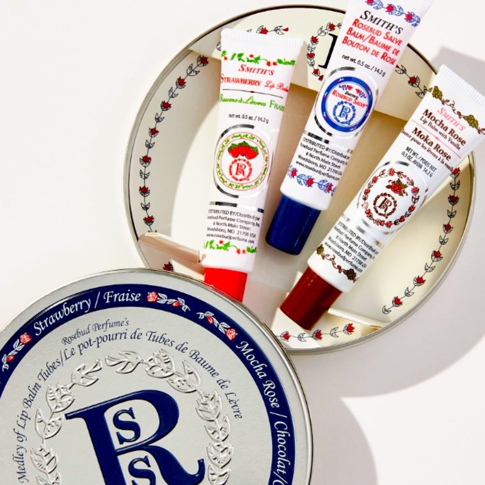 Smith’s Rosebud Tube Gift Set Lip Balm Strawberry Mocha Rose Gloss Mask Salve